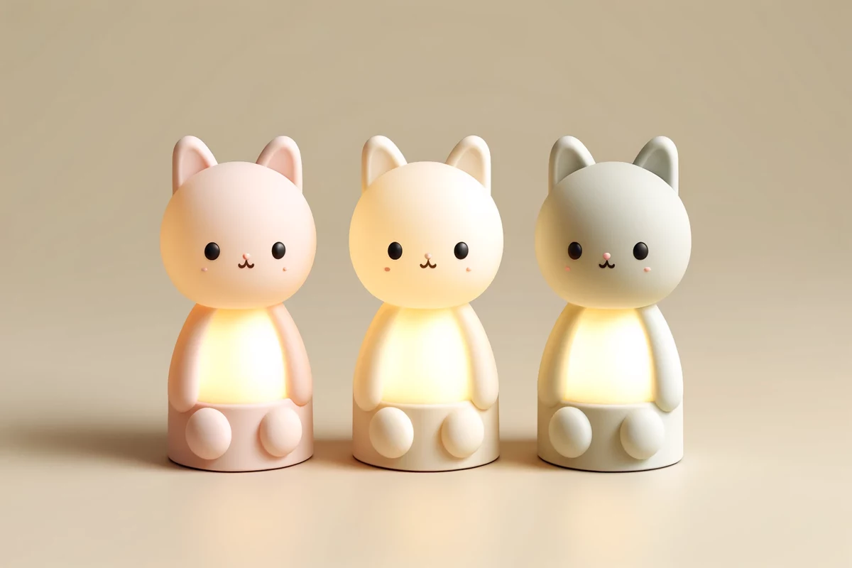 Luminária de silicone tátil com formas animais